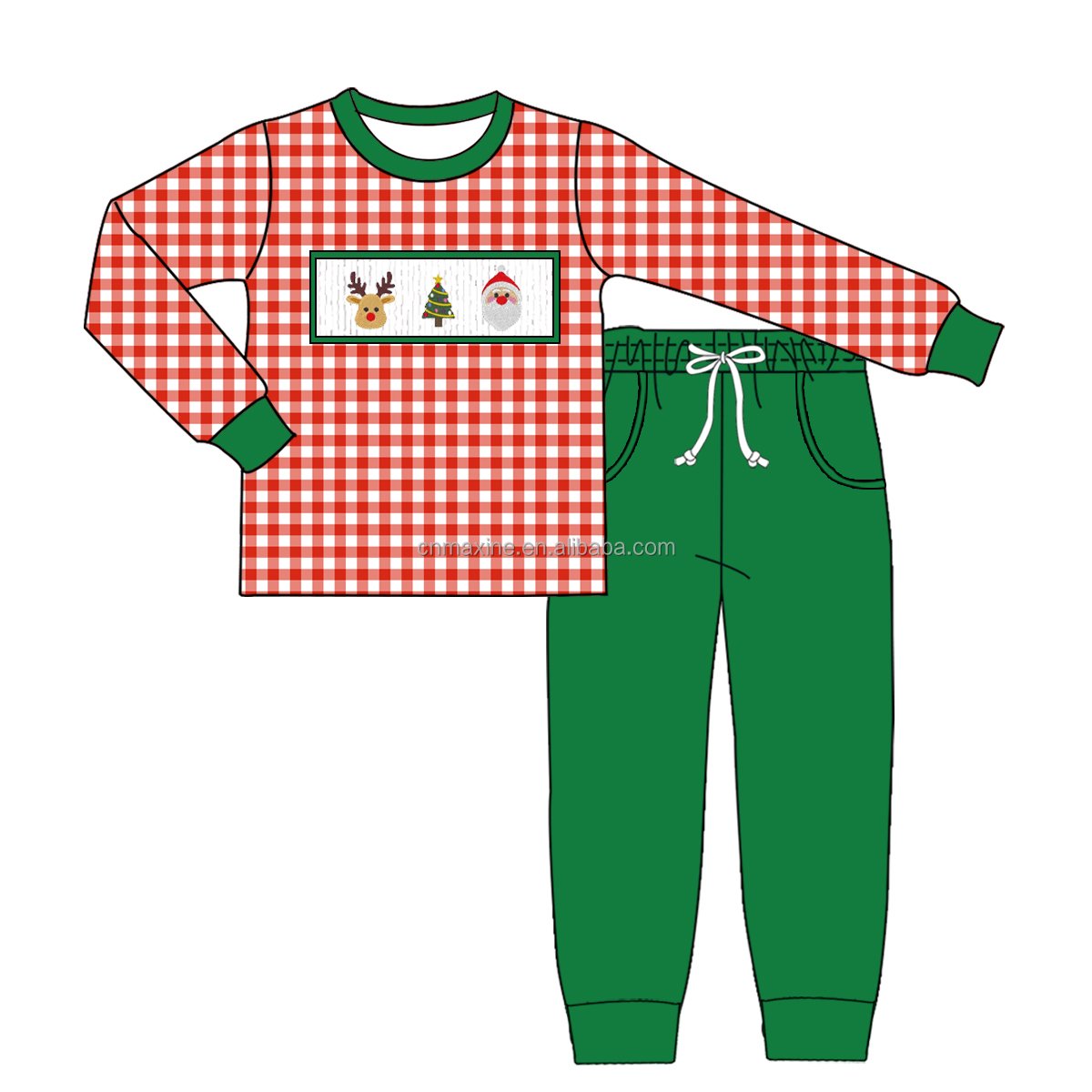 High Quality Children Sibling Clothing Custom Christmas Embroidery Smocked Boys Clothing set