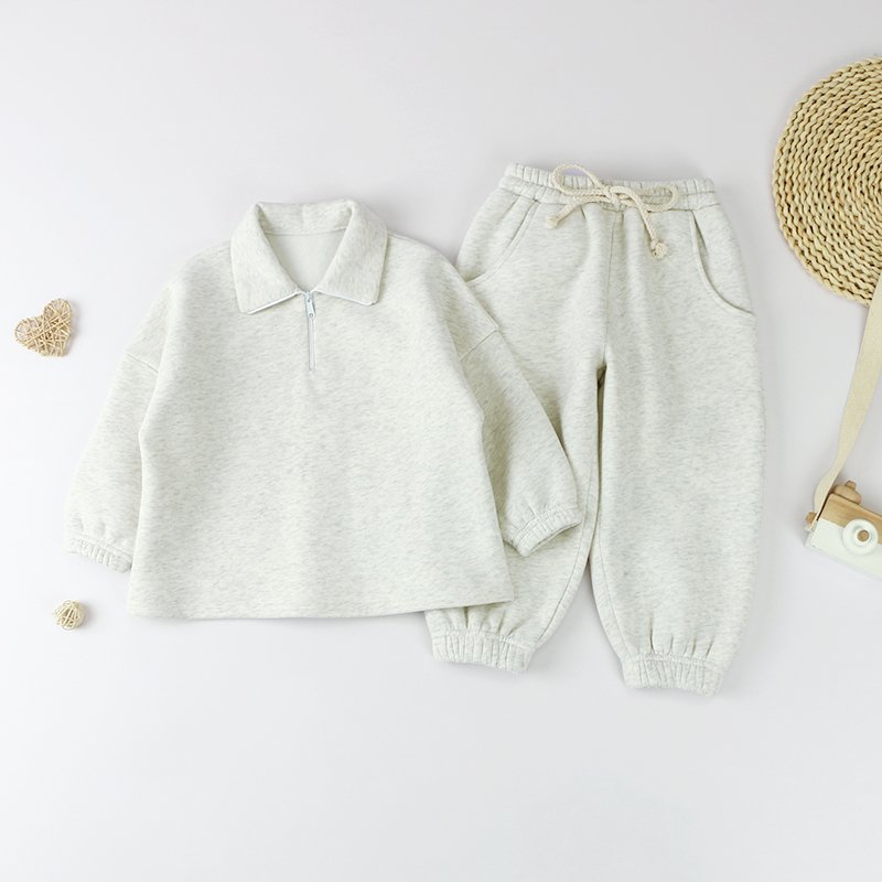 New Arrival Autumn Popular Baby Clothing Sets Long Sleeves Solid Color French Terry Boutique Boys Tracksuits
