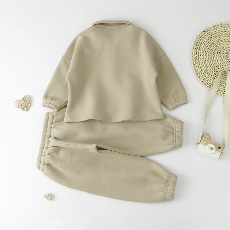 New Arrival Autumn Popular Baby Clothing Sets Long Sleeves Solid Color French Terry Boutique Boys Tracksuits