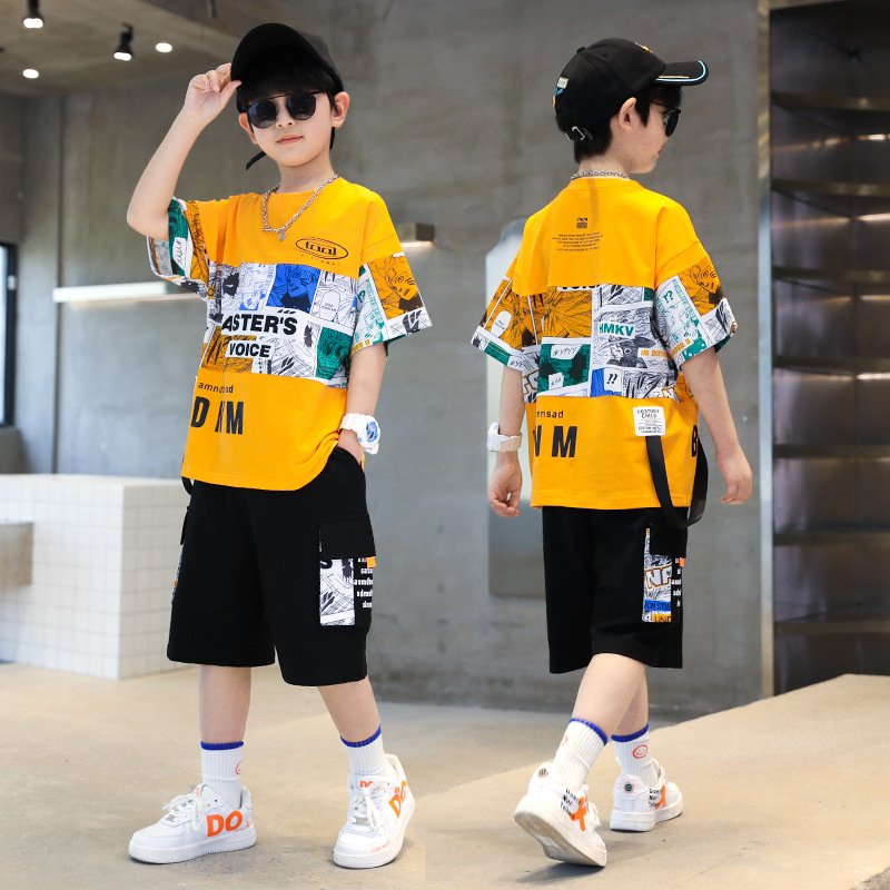 Summer Boys Clothing Sets Toddler Short Sleeve 95%Cotton T-shirt+ Short Children's Clothing