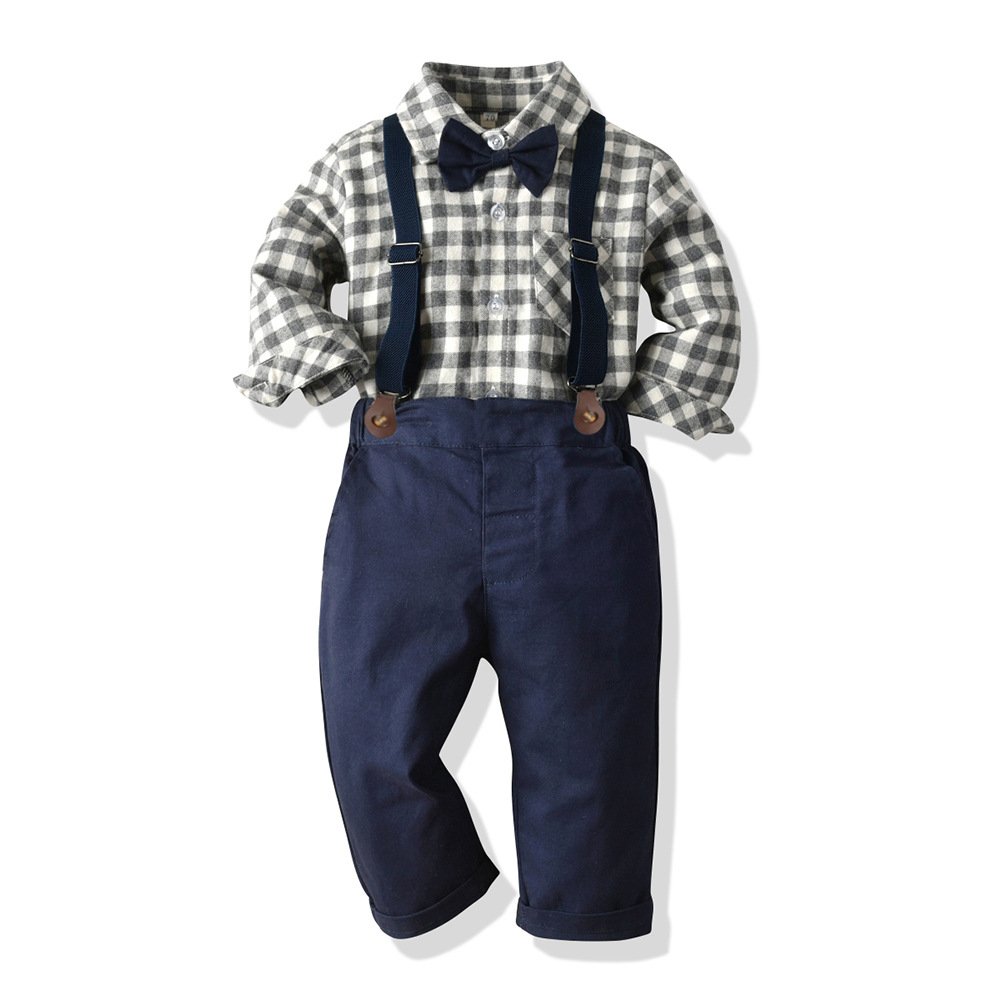 Kids Plaid Shirt and Pants Children's Clothes 3 Years Baby Boys Clothes Set Boys Clothing Sets Formal Bow Tie Outfit For Boys