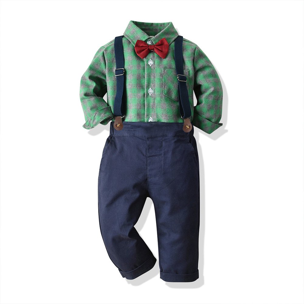 Kids Plaid Shirt and Pants Children's Clothes 3 Years Baby Boys Clothes Set Boys Clothing Sets Formal Bow Tie Outfit For Boys
