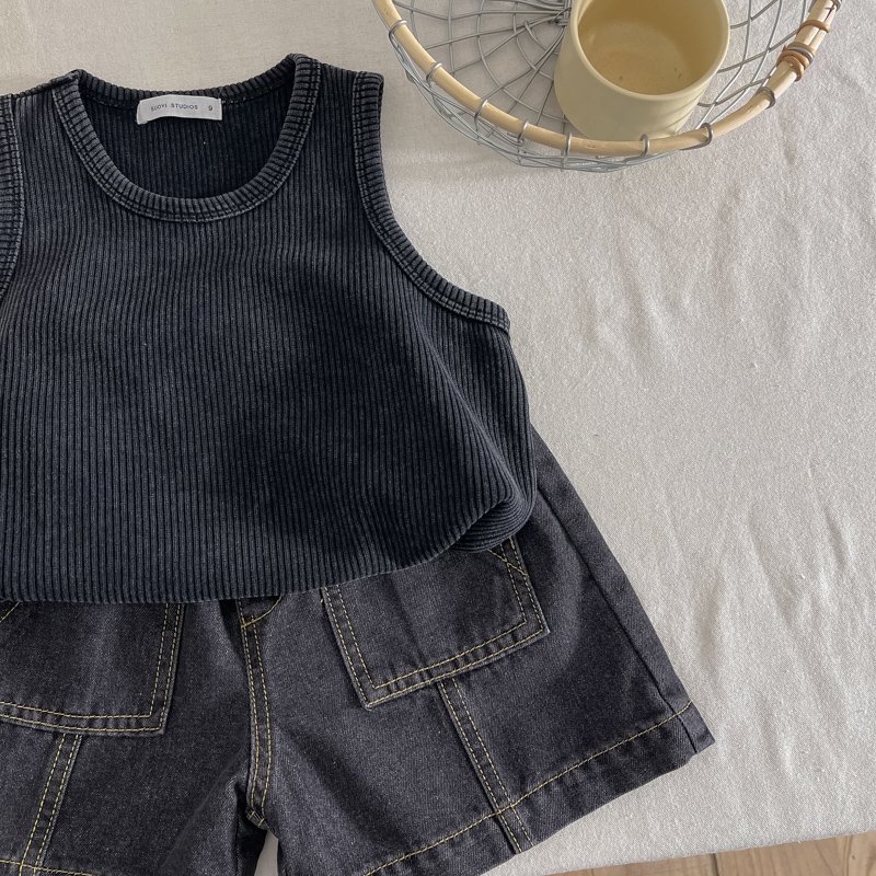 Boys Girls sleeveless outwear clothes 2Pcs Suit Kids Tops Shorts Boys clothing sets