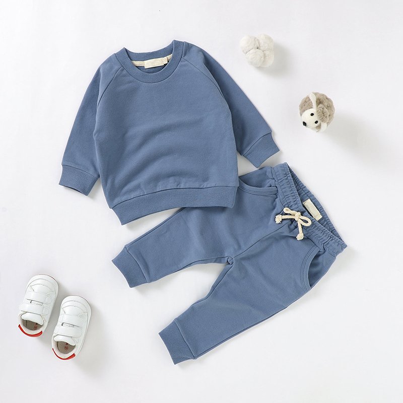 Organic cotton kids sweatsuits Sweatsuit kids long sleeve french terry set toddler sweatshirt and jogger set kids clothes sets