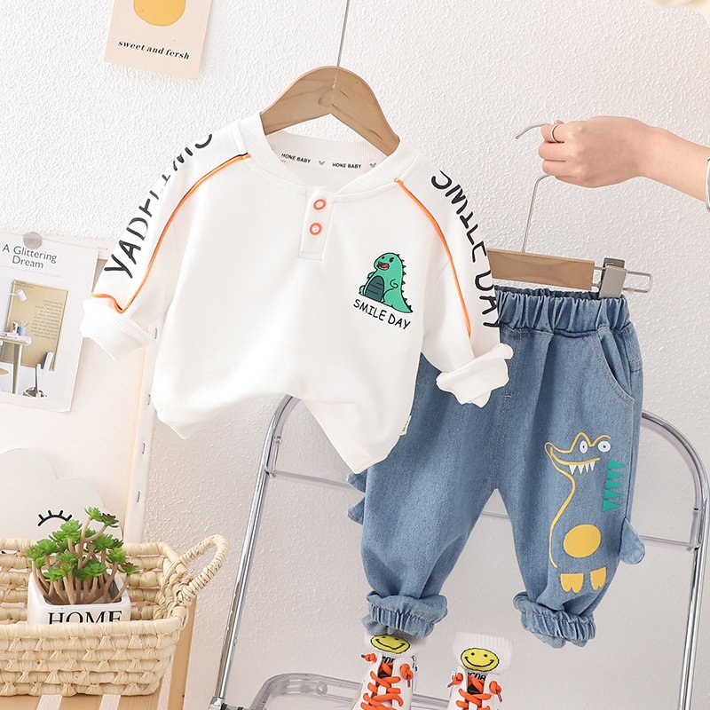 Wholesale Cheap Children's Clothing 1-4 Year-Old Boy's Spring Autumn Polo Shirts Smart Casual Sets Long Sleeves Baby Boy clothes