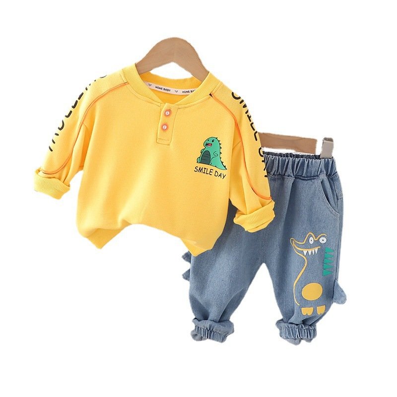 Wholesale Cheap Children's Clothing 1-4 Year-Old Boy's Spring Autumn Polo Shirts Smart Casual Sets Long Sleeves Baby Boy clothes