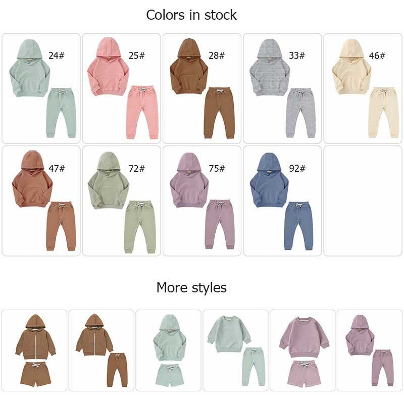 Solid Pullover Kangaroo Pocket Baby Hoodies And Pants set Kids Hoodie clothing set Children Jogger set