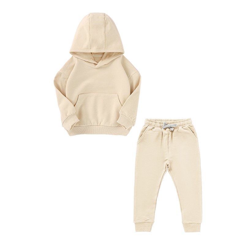 Solid Pullover Kangaroo Pocket Baby Hoodies And Pants set Kids Hoodie clothing set Children Jogger set