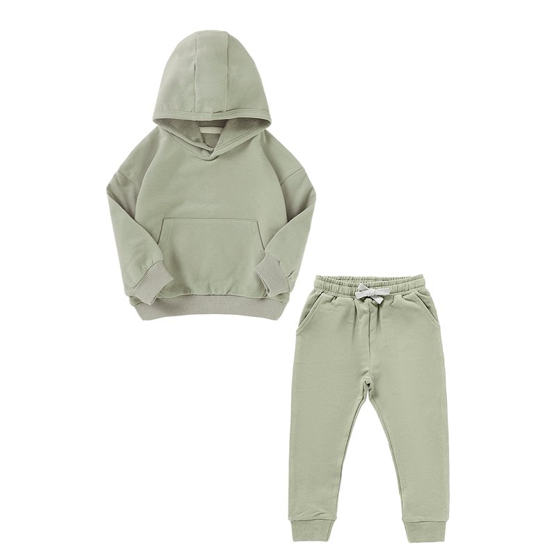 Solid Pullover Kangaroo Pocket Baby Hoodies And Pants set Kids Hoodie clothing set Children Jogger set