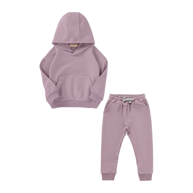 Solid Pullover Kangaroo Pocket Baby Hoodies And Pants set Kids Hoodie clothing set Children Jogger set