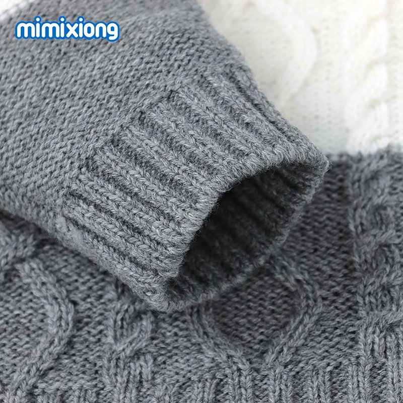 mimixiong New Design Baby Clothing Set Patchwork Knitted Long Sleeve Twist Baby Sweater + Footie Pants Set
