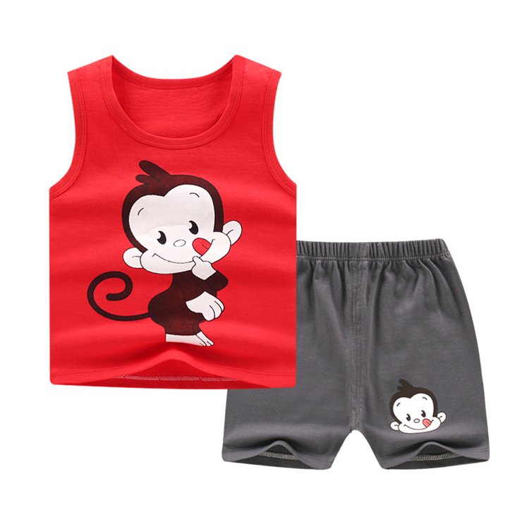 children's breathable vest pure cotton summer two-piece suit boys and girls clothing sets 2020 baby