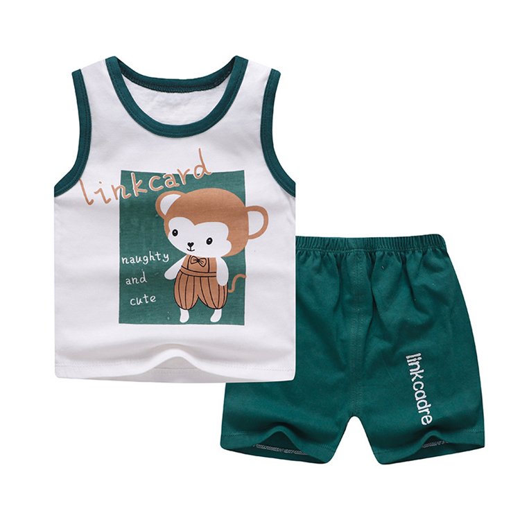 children's breathable vest pure cotton summer two-piece suit boys and girls clothing sets 2020 baby