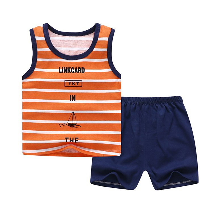 children's breathable vest pure cotton summer two-piece suit boys and girls clothing sets 2020 baby