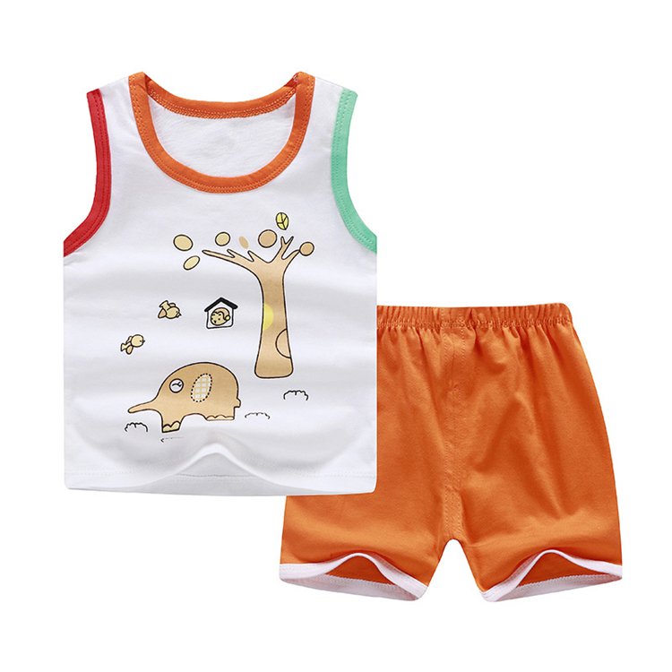 children's breathable vest pure cotton summer two-piece suit boys and girls clothing sets 2020 baby