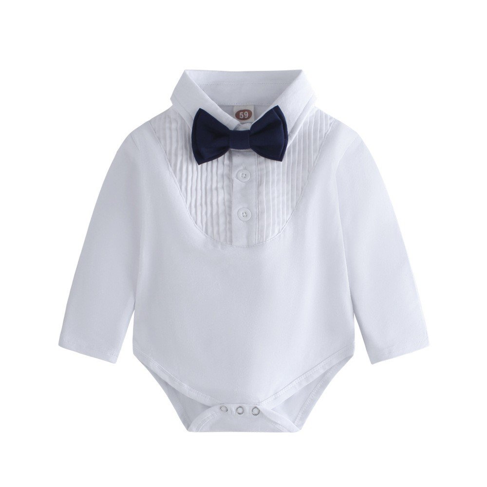 Infant Boy Gentleman Clothes White Shirt Bow Romper and Suspender Pants Birthday Party Toddler Baby Boys Clothing