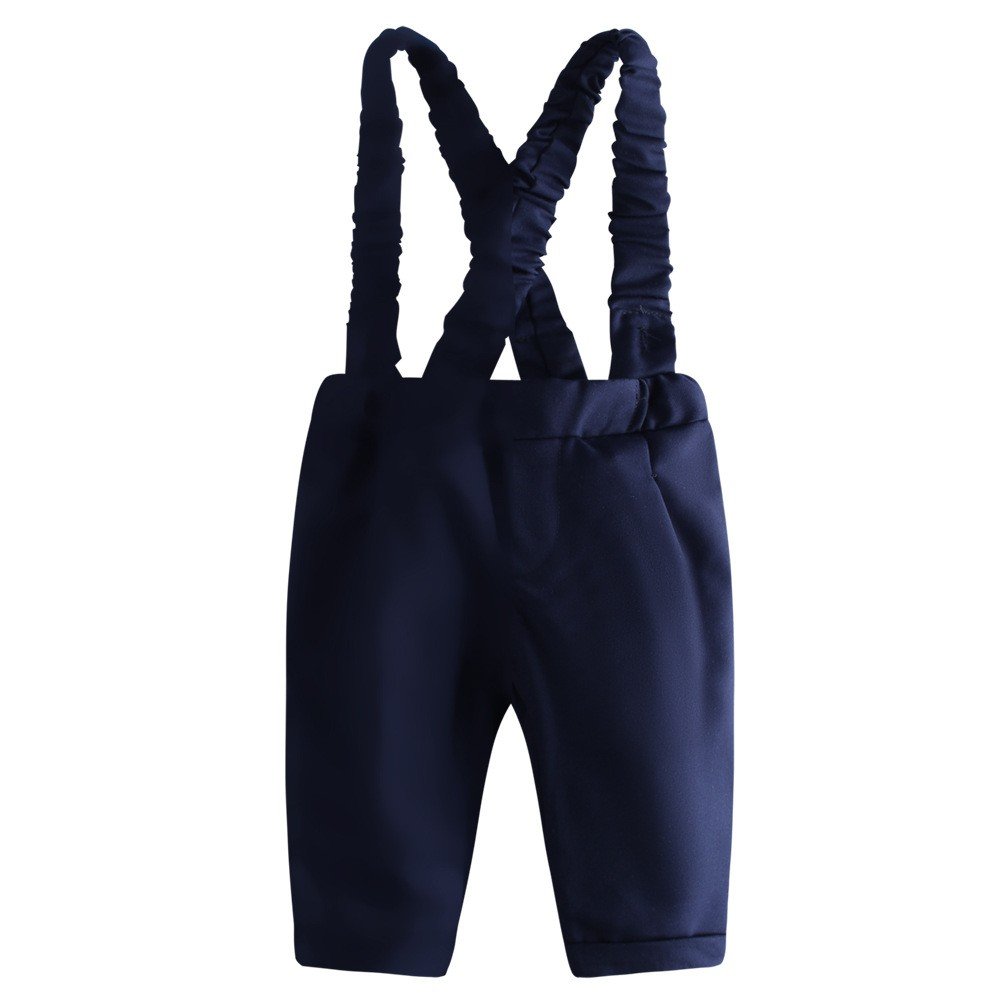 Infant Boy Gentleman Clothes White Shirt Bow Romper and Suspender Pants Birthday Party Toddler Baby Boys Clothing