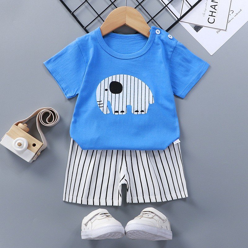 New children's short sleeve T-shirt set summer baby short sleeve set cotton children's clothes