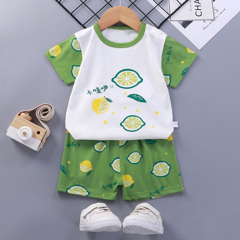 New children's short sleeve T-shirt set summer baby short sleeve set cotton children's clothes