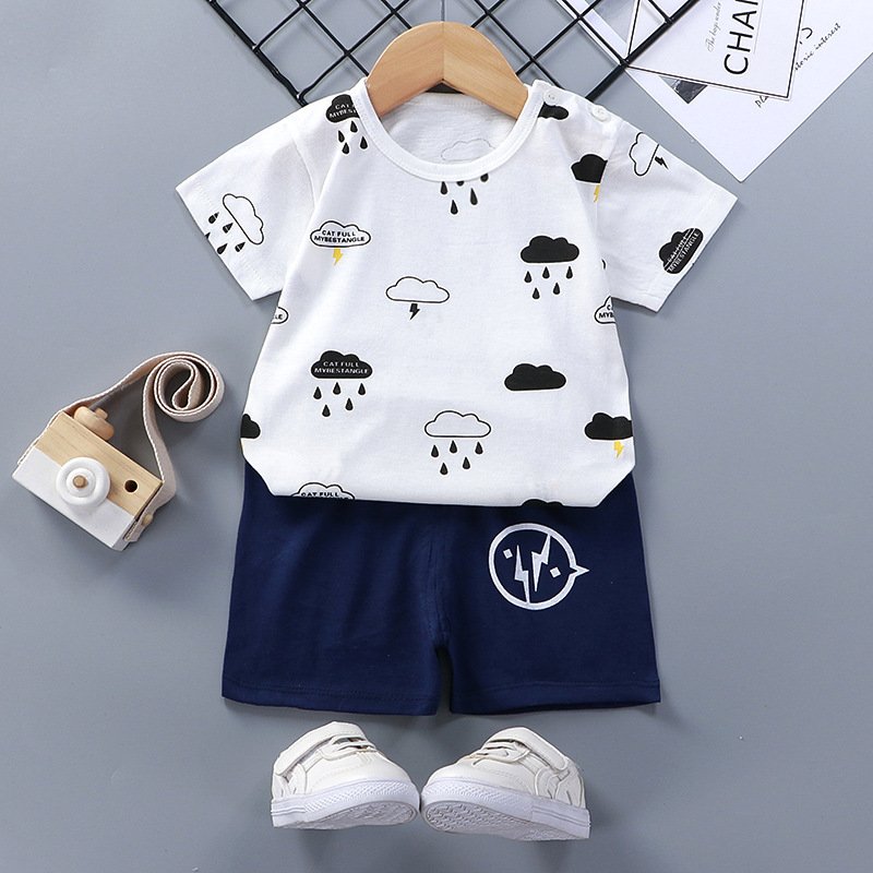 New children's short sleeve T-shirt set summer baby short sleeve set cotton children's clothes
