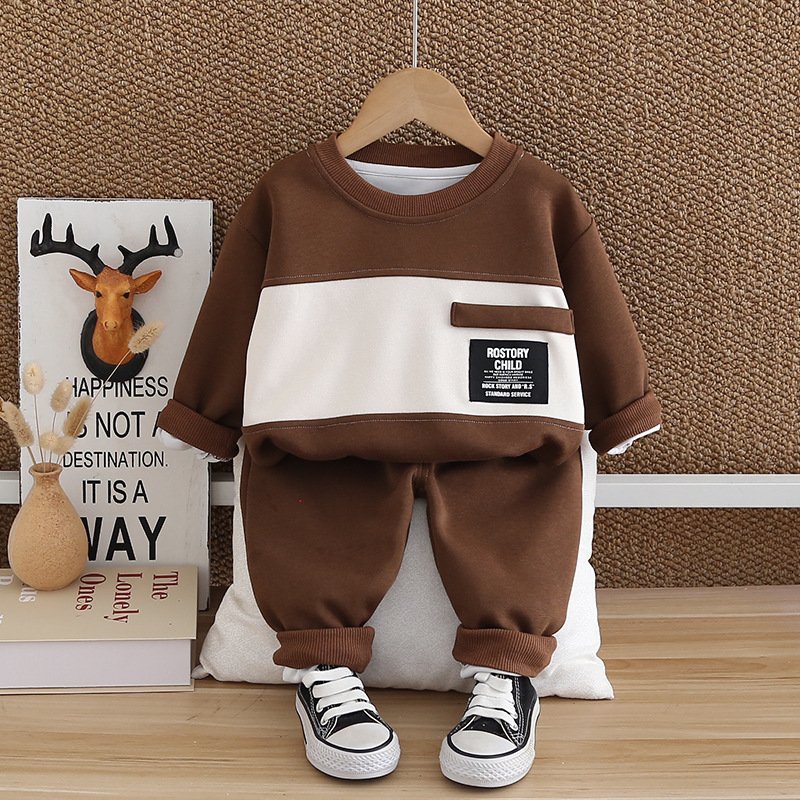 Kids 2 Piece Sets Boys Letter Pullover Sweatshirt+Pants Children's Clothing Tracksuit for Kids Boys Girl