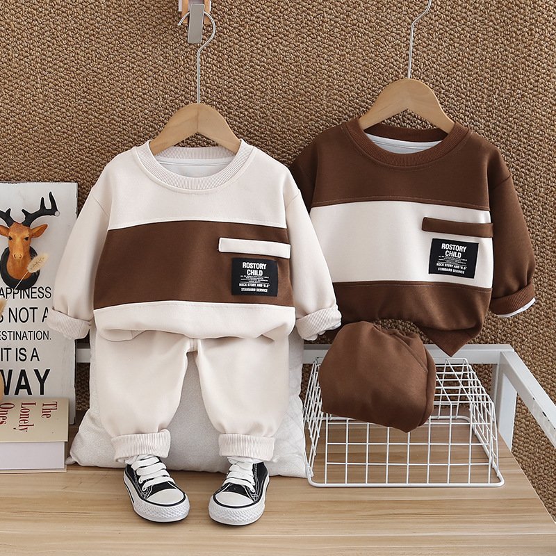 Kids 2 Piece Sets Boys Letter Pullover Sweatshirt+Pants Children's Clothing Tracksuit for Kids Boys Girl