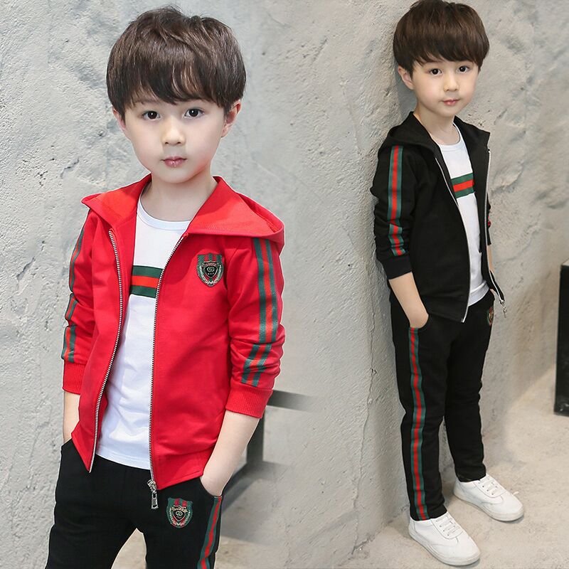 Children's Clothing Boys' Spring and Autumn Set 2023 Thin Children's Leisure Sweater Three Piece Set Children's Clothing