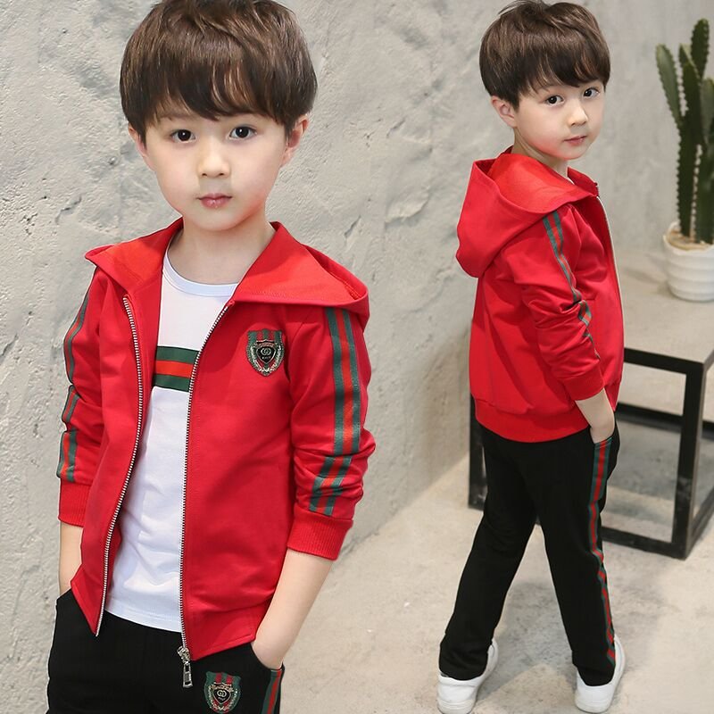 Children's Clothing Boys' Spring and Autumn Set 2023 Thin Children's Leisure Sweater Three Piece Set Children's Clothing