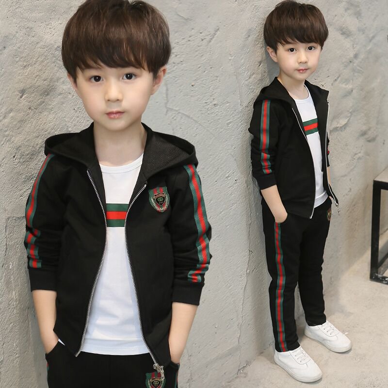Children's Clothing Boys' Spring and Autumn Set 2023 Thin Children's Leisure Sweater Three Piece Set Children's Clothing