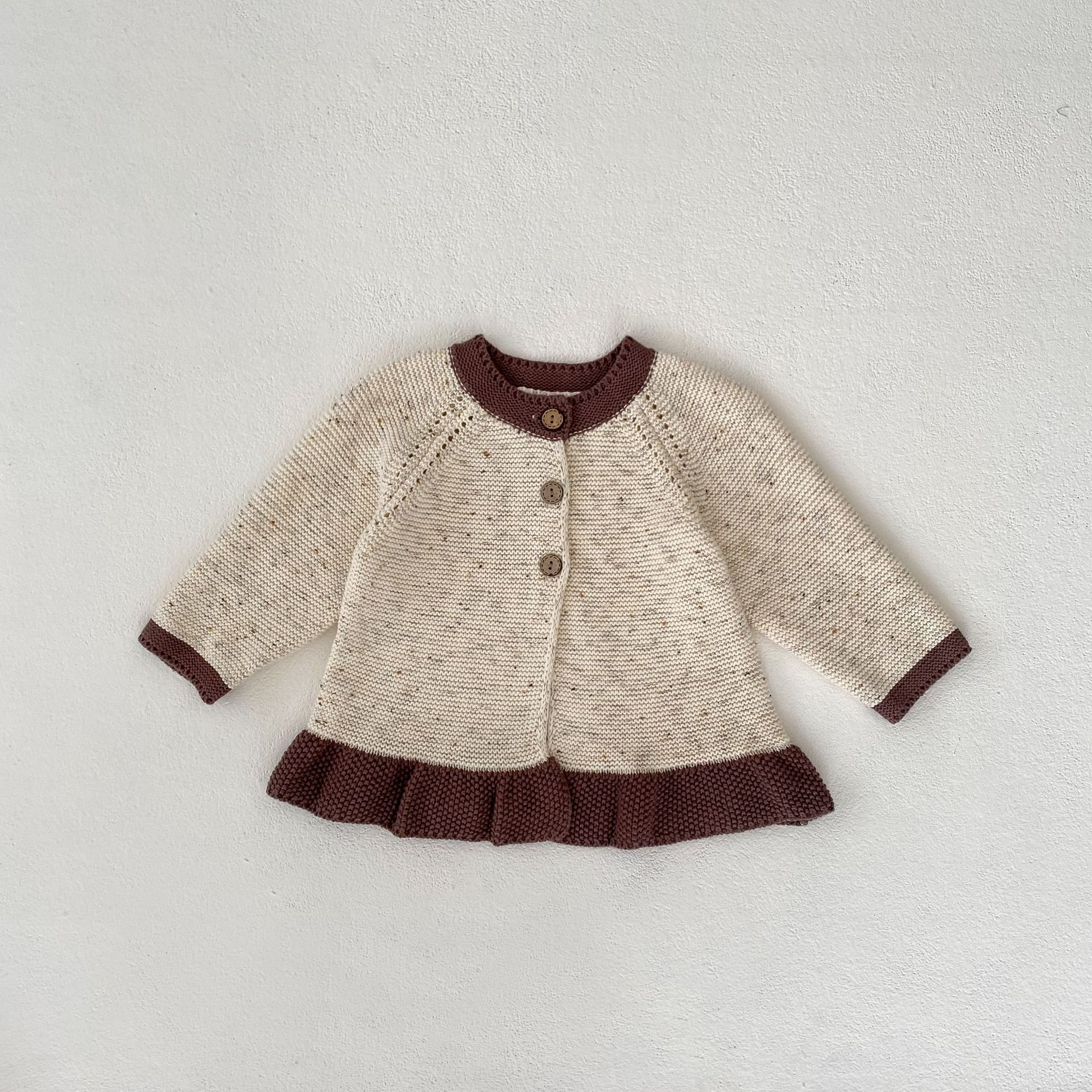 Engepapa Custom Logo Winter Newborn Baby Knit Pant Infant Long Sleeve Knitted Pullover Kids Girl Solid Color Set