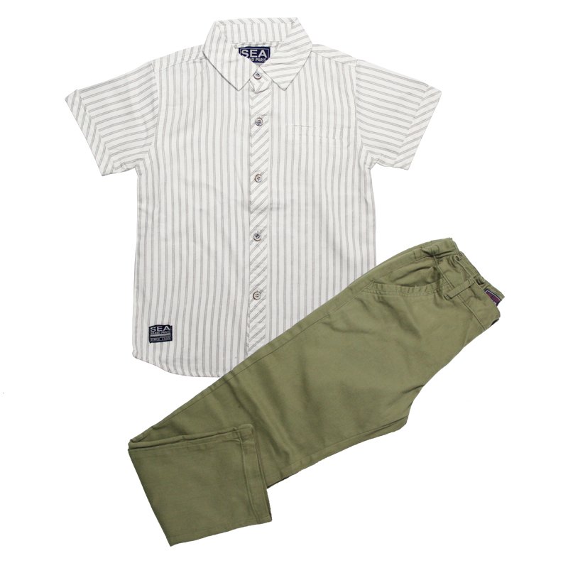 Cool Boys Clothing Set Children Stripe Short Sleeve shirts 2025 Summer Kids Casual Summer Top and Pant Set