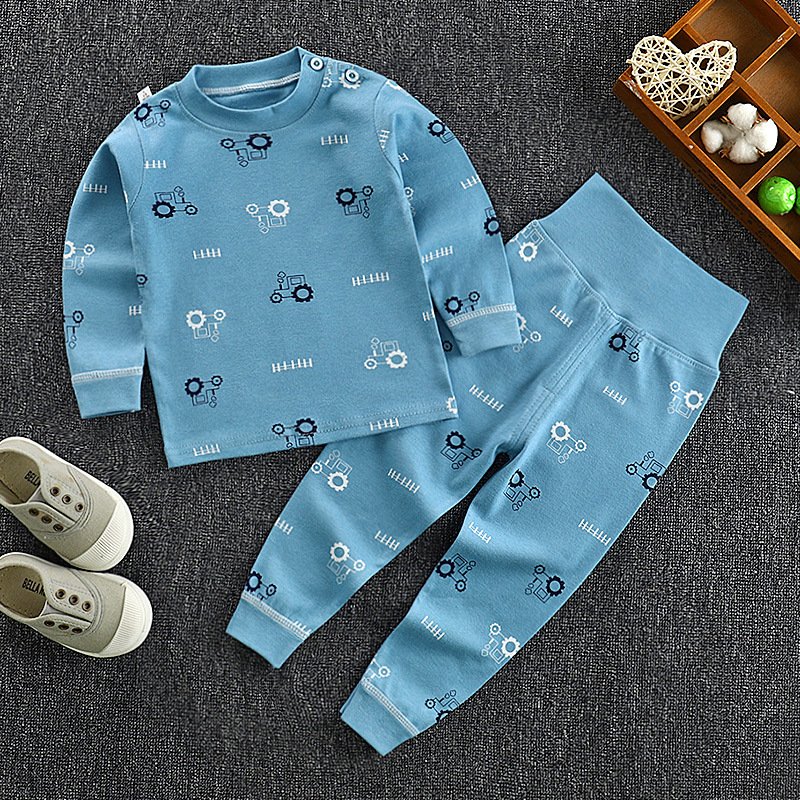 Children's high waist pants suit baby cotton underwear pajamas two-piece boy clothes