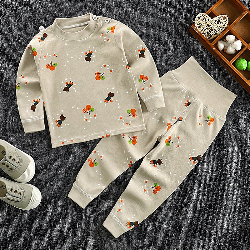 Children's high waist pants suit baby cotton underwear pajamas two-piece boy clothes