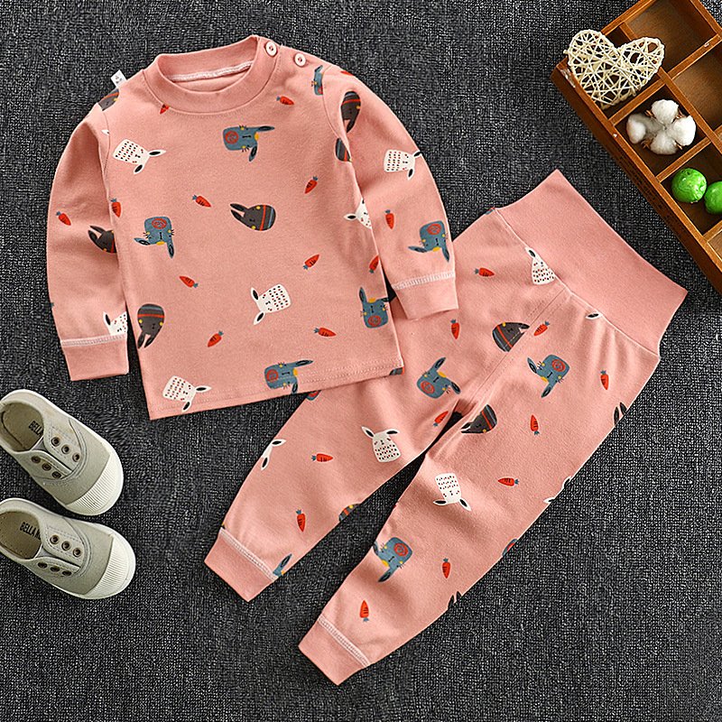 Children's high waist pants suit baby cotton underwear pajamas two-piece boy clothes