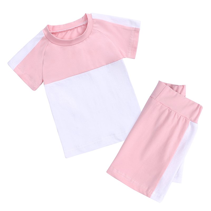 Contrast tracksuit kids clothing toddler girl cotton clothes set summer 2 piece girls and boys short sets