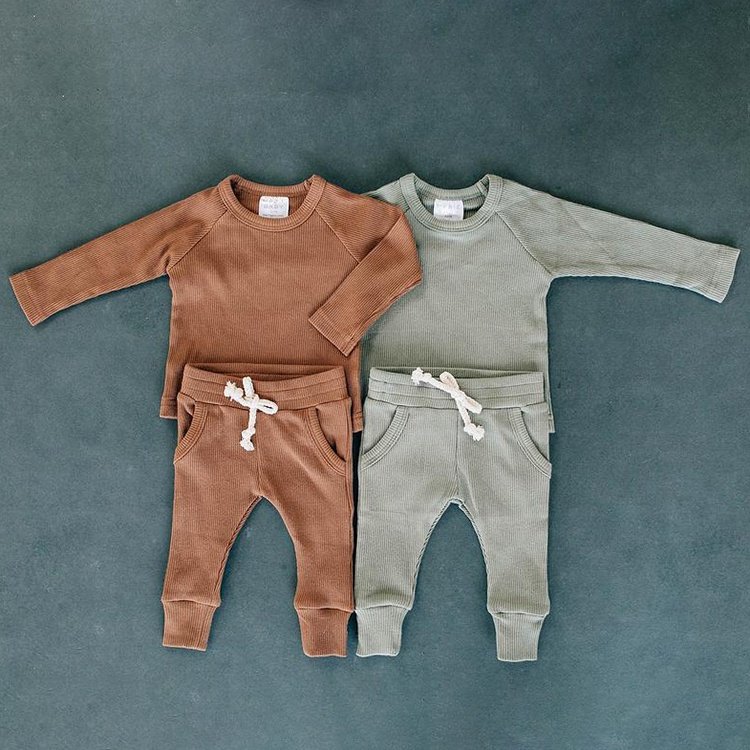 INS Fashion Clothes Cotton Two Piece Set For Baby Boy Ribbed Two Pocket Boys clothing Set