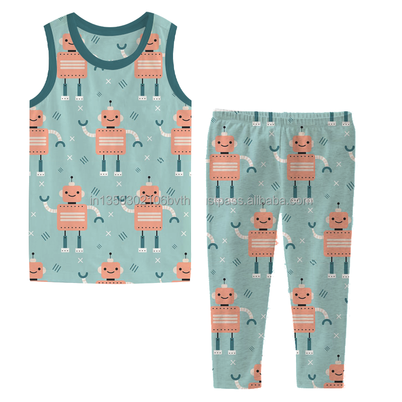 Designer Cute Pajama Set for Boys and Girls Wholesale Clothing for Summer Winter Sleepwear Plain Print Patterns at Cheap Price