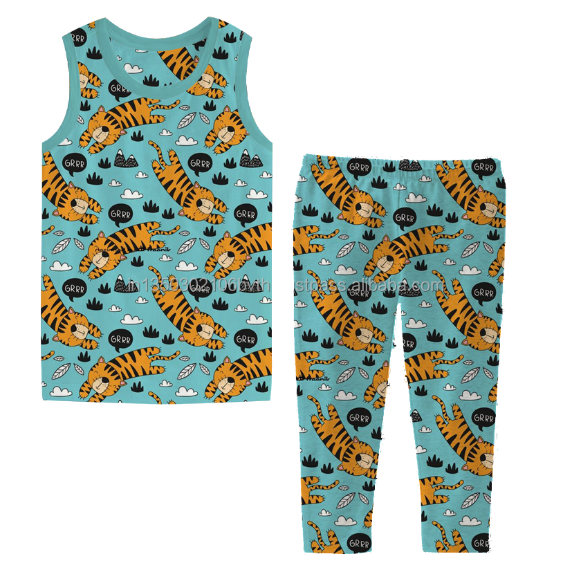 Designer Cute Pajama Set for Boys and Girls Wholesale Clothing for Summer Winter Sleepwear Plain Print Patterns at Cheap Price