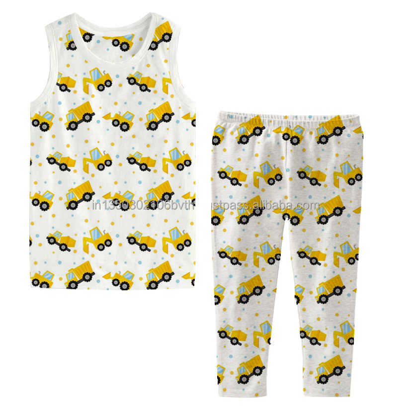 Designer Cute Pajama Set for Boys and Girls Wholesale Clothing for Summer Winter Sleepwear Plain Print Patterns at Cheap Price