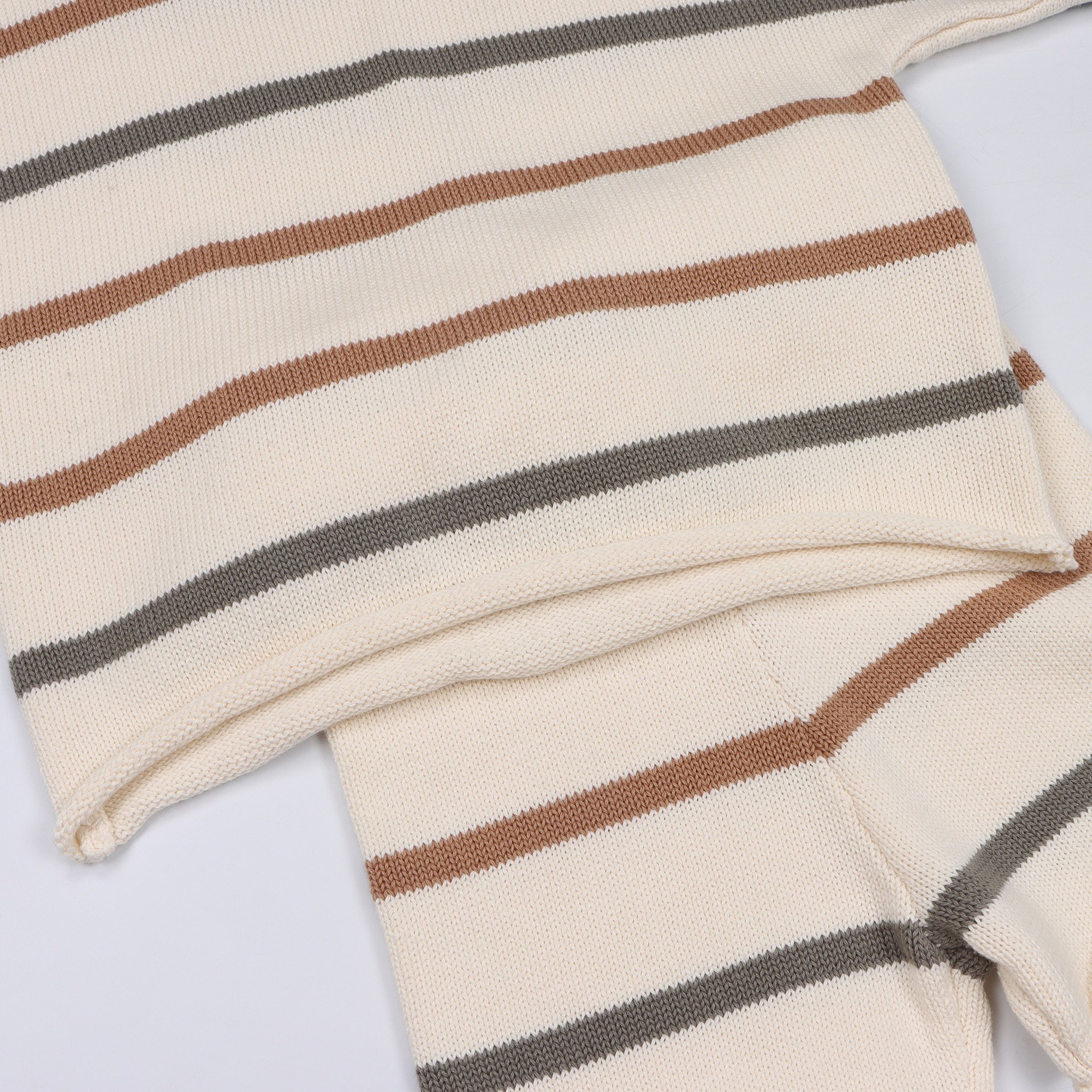 Custom Striped Short Sleeve Knitting Baby Chunky Cotton Sweater Set Crew Neck Toddler Baby Boys clothing Set Toddler Clothes