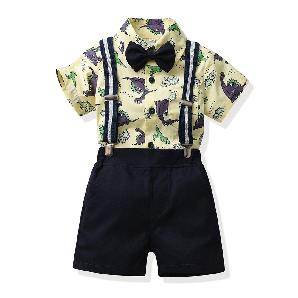 Kids Fashion Short Sleeve Dinosaur Print T Shirt and Shorts Set Children Clothing Summer Boy Clothing Sets Toddler Boys Clothes
