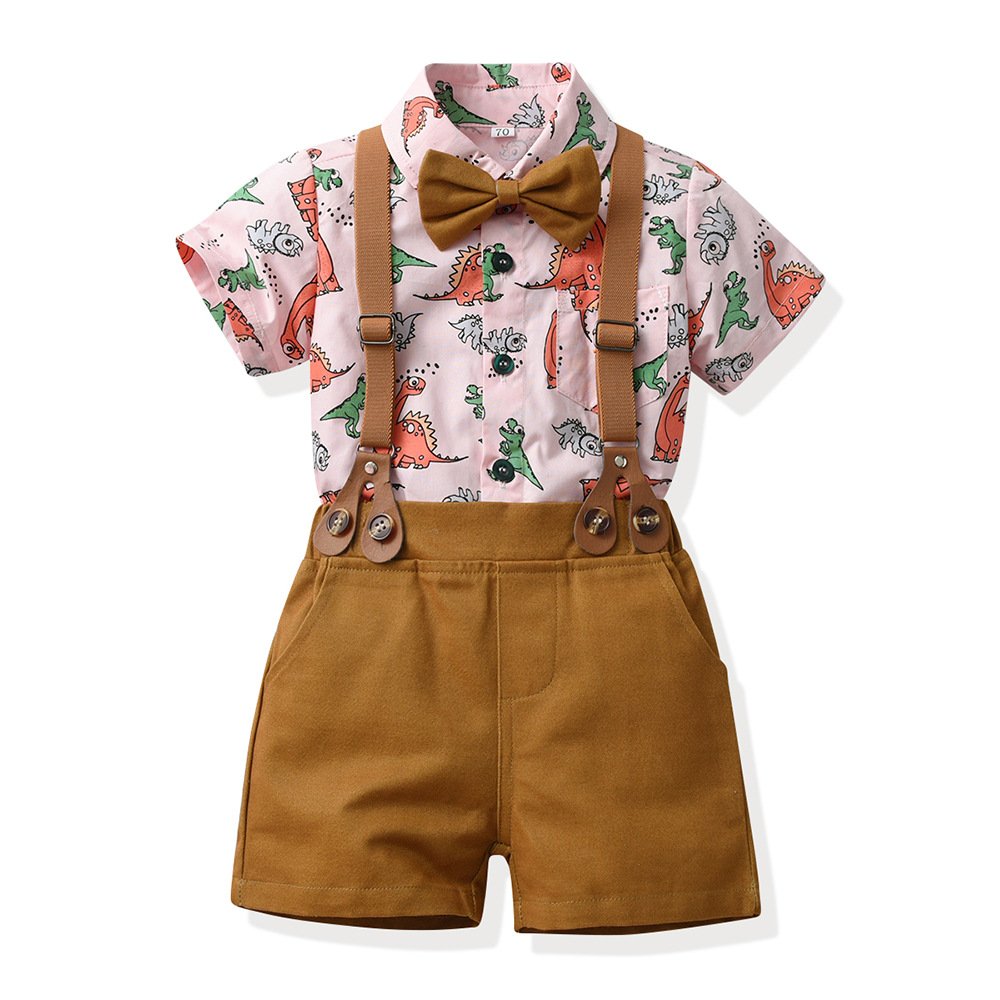 Kids Fashion Short Sleeve Dinosaur Print T Shirt and Shorts Set Children Clothing Summer Boy Clothing Sets Toddler Boys Clothes