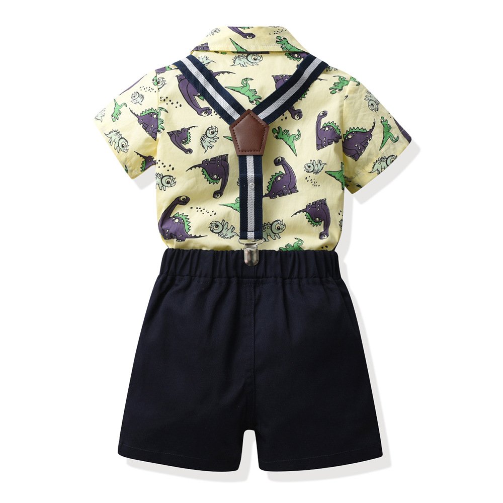 Kids Fashion Short Sleeve Dinosaur Print T Shirt and Shorts Set Children Clothing Summer Boy Clothing Sets Toddler Boys Clothes