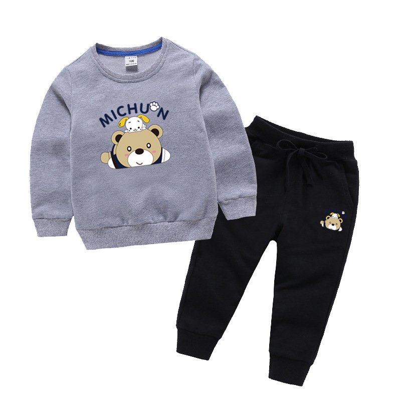 Custom New Fashion Kids Clothes Boys Girls Autumn Set Print Round Neck Hoodies + Pants Boy Clothing Sets Boy Clothes Set