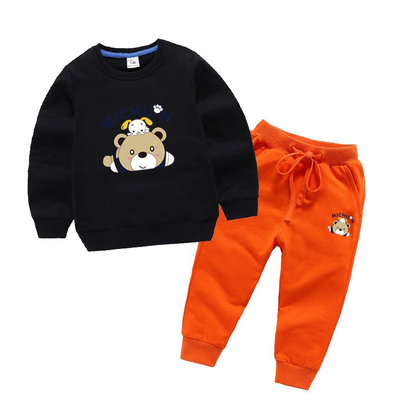 Custom New Fashion Kids Clothes Boys Girls Autumn Set Print Round Neck Hoodies + Pants Boy Clothing Sets Boy Clothes Set