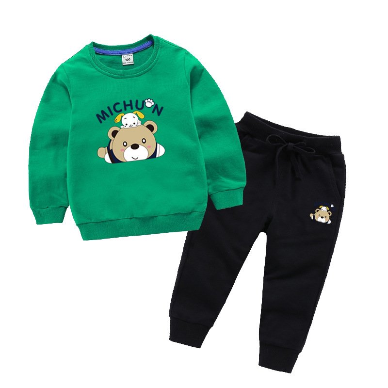 Custom New Fashion Kids Clothes Boys Girls Autumn Set Print Round Neck Hoodies + Pants Boy Clothing Sets Boy Clothes Set
