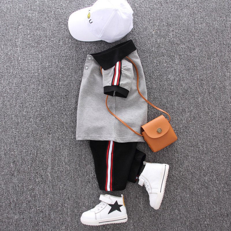 Lapel Kids Summer Boys Clothing Set Stripe Children 2pcs Suits Boy Casual Sets Boutique New Born Clothes Sets For Baby Boy
