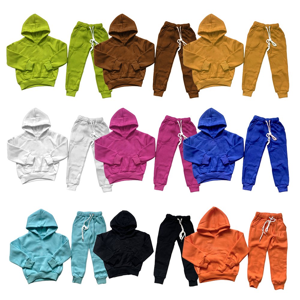 Yiwu Ruidian RTS Quick delivery of fall and winter solid color cotton unisex hoodie 2- customizable logo children's clothing