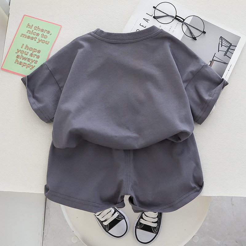 Summer New Hot Selling Boys essential letter Print Casual Fashion Round Neck 100% Cotton kids Clothing Sets