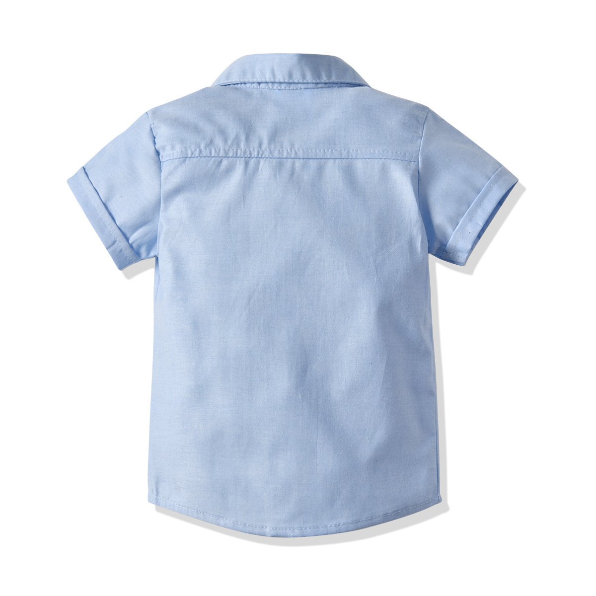 British Gentlemen's Children's Wear Boys Middle And Small Summer Cotton Short Sleeve Shirt Suspenders 4 Piece Set